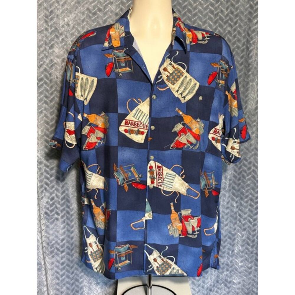 Lord & Taylor Mens GrillMaster Short Sleeve Button Down Shirt Backyard BBQ DAD
